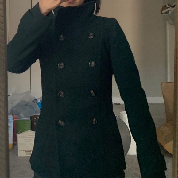 Forest Green Peacoat Coat XS - Picture 7 of 10